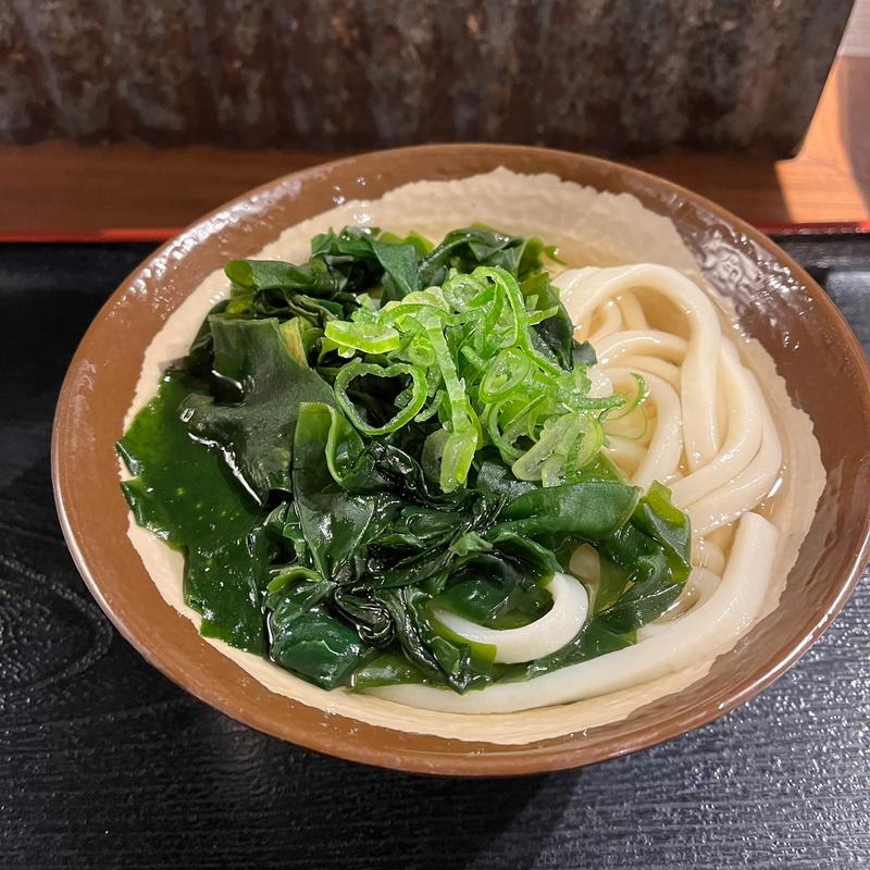 鳴門わかめうどん並(本場さぬきうどん 親父の製麺所 上野店)
