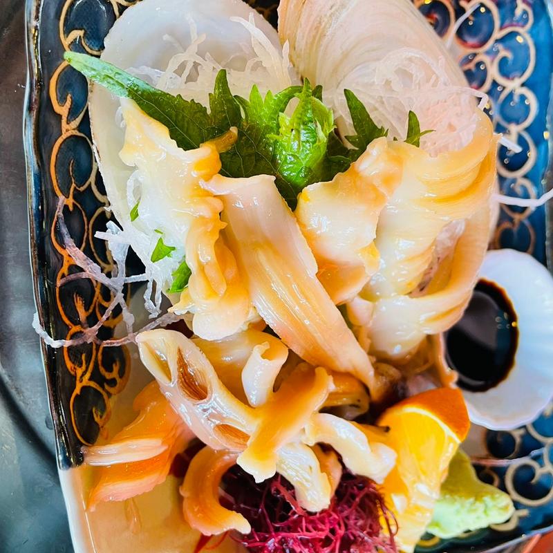 活甲貝さしみ(竹崎かに料理専門店 和風、味処。 かに亭 （タケザキカニリョウリセンモンテンワフウアジドコロカニテイ）)