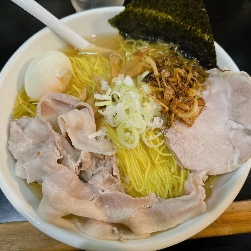 白ワインベーコンの上品SP大盛り、つけ玉(一条流がんこ総本家分家荒木町)