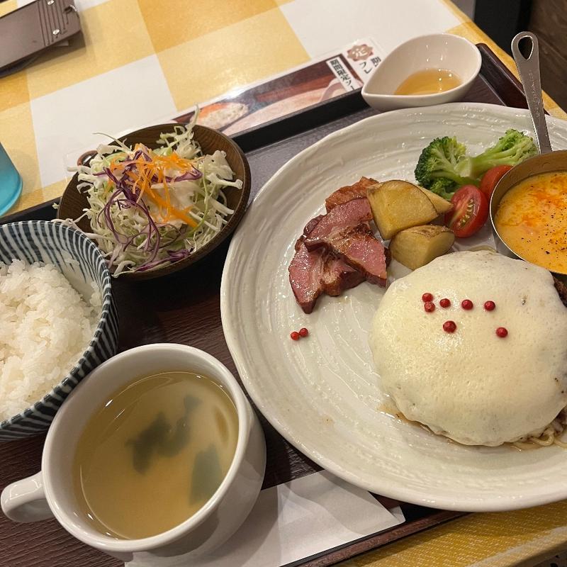 チーズフォンデュバーグ定食(肉汁ハンバーグITADAKI)