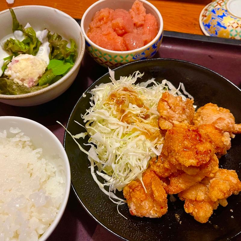 鶏の唐揚げ明太風味定食(やまや 大崎店 )