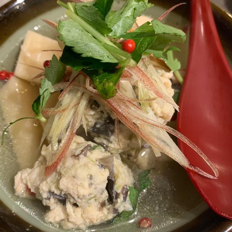 筍と鶏団子のうま煮(佐賀県三瀬村 ふもと赤鶏 田町店)