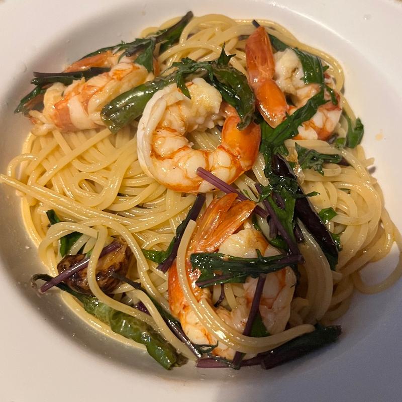えびと野菜とレモンのペペロンチーノ(イタリア食堂タク)