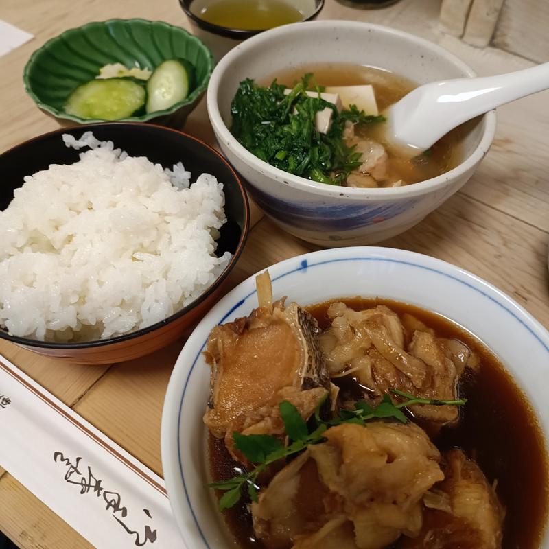 銀ムツ煮付とライス  とり豆腐付 (三州屋)