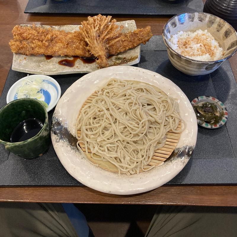 穴子天丼とそば(楽蔵亭)