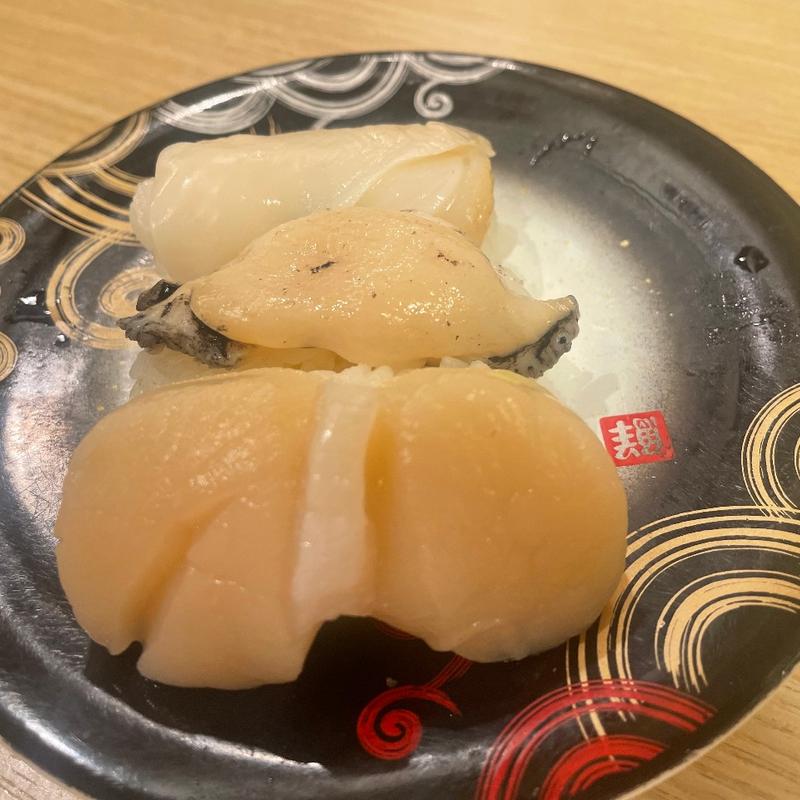 ホタテ 鮑 白ツブの3種盛り(回転寿し トリトン 東京スカイツリータウン・ソラマチ店)