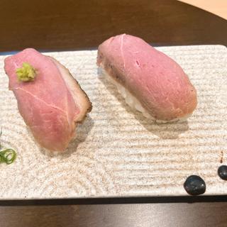 鴨肉寿司(二貫)(手打麺祭かめ囲)