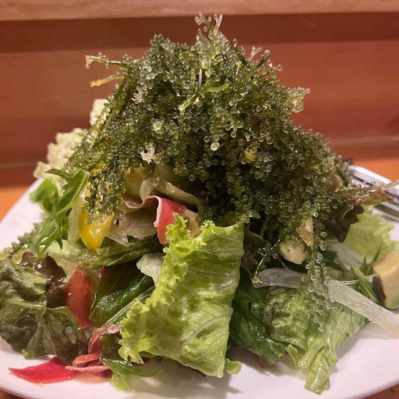 たっぷり〜海ぶどうとアボカドと生ハムのサラダ(ハナハナヤノ)