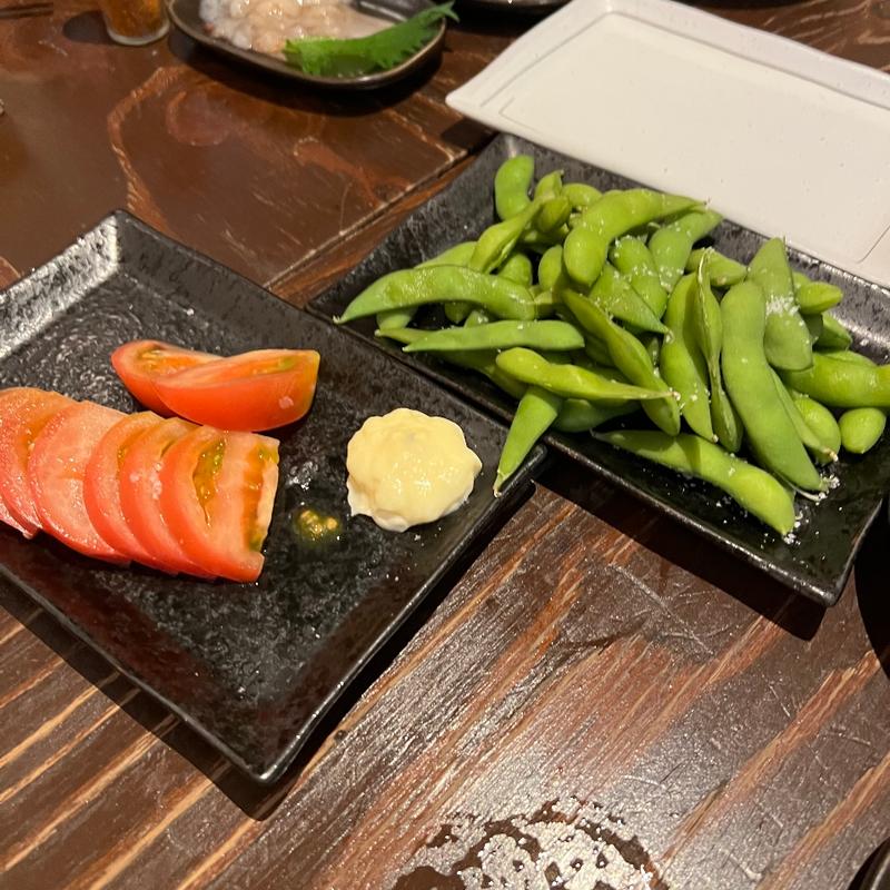 枝豆　冷トマト(炭火串焼 鶏ジロー 宇都宮店 )