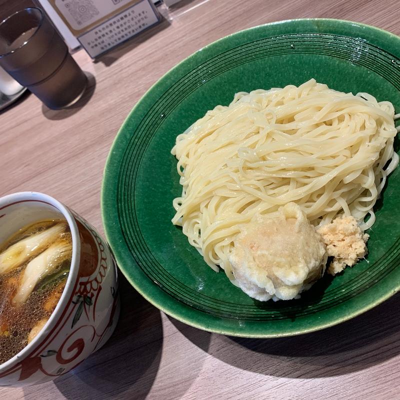 味わい鶏のつけそば　大盛　生姜　とろ玉子の天ぷら(斗香庵 SHINKOTONI)