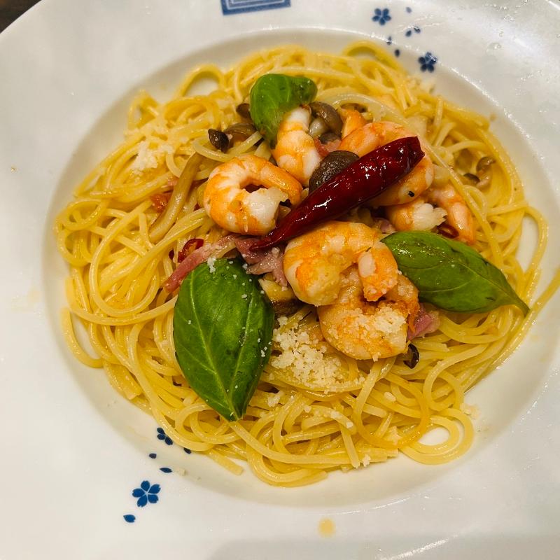 海老ときのこのさっぱりレモンペペロンチーノ(洋麺屋五右衛門イオンモール幕張新都心店)