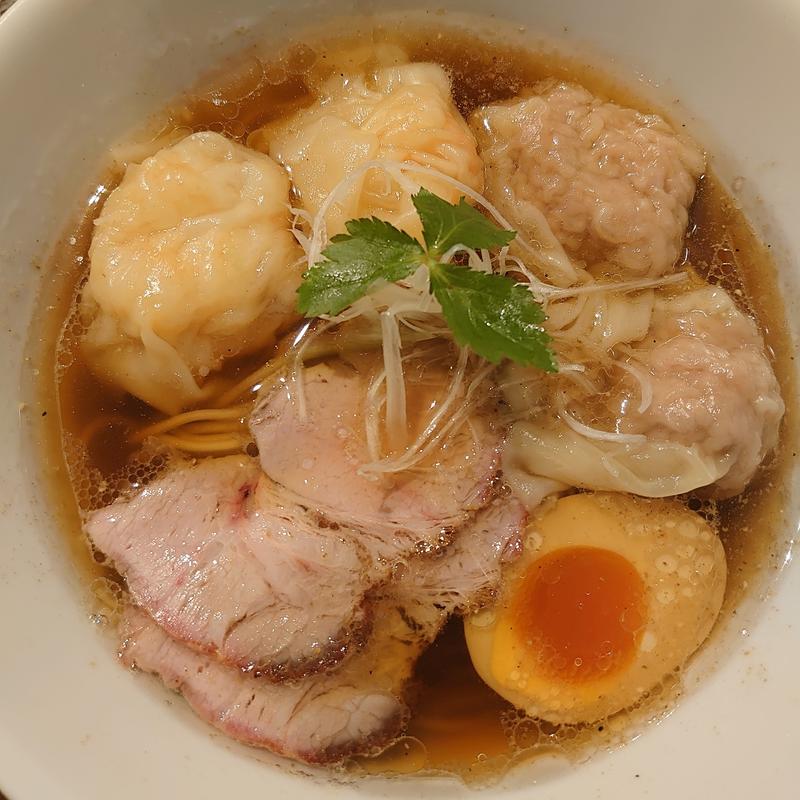 肉2エビ2ワンタンラァ麺（しょうゆ山椒）(麺屋おやゆび)