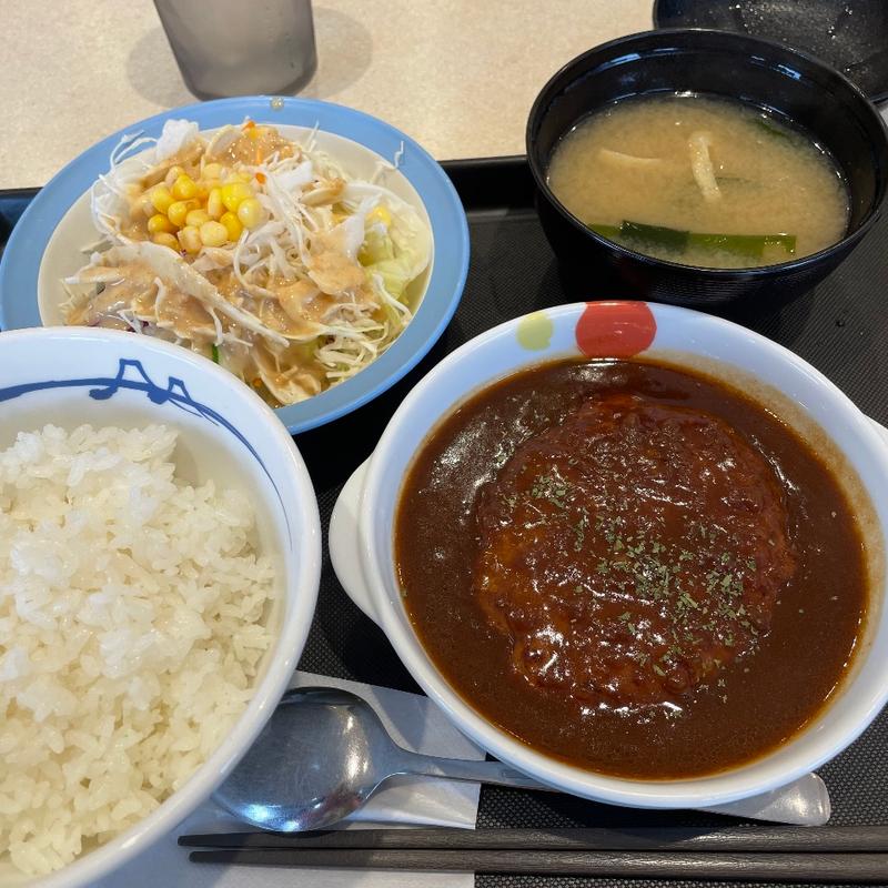 デミグラスソースハンバーグ定食(松屋 白鳥PA下り線店)