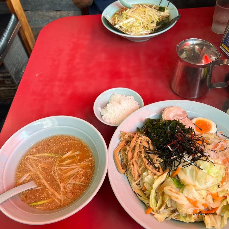つけ麺　野菜　小ライス　ゆで卵(ラーメンショップ幸手 金田亭)