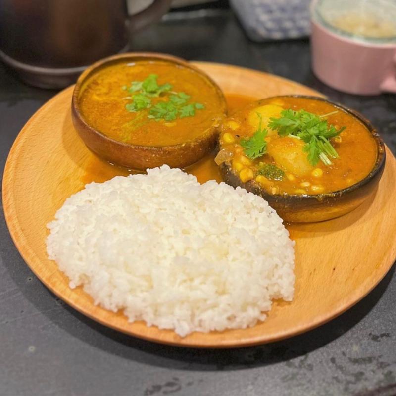 ニ種カレーセット（野菜と魚介）(大江カレー)