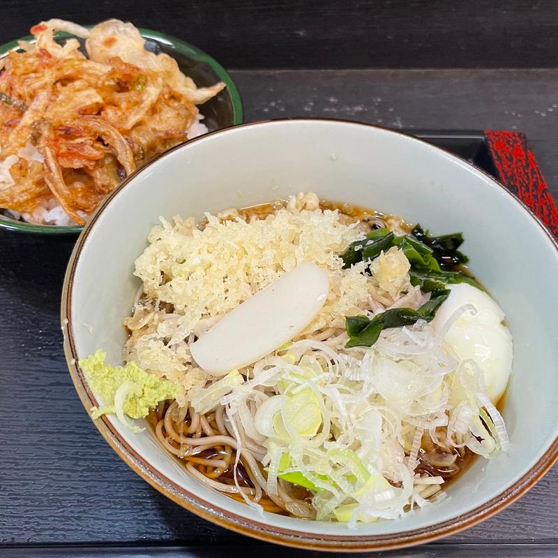 冷たぬき温玉+ミニ天丼(文殊 両国駅前店 )