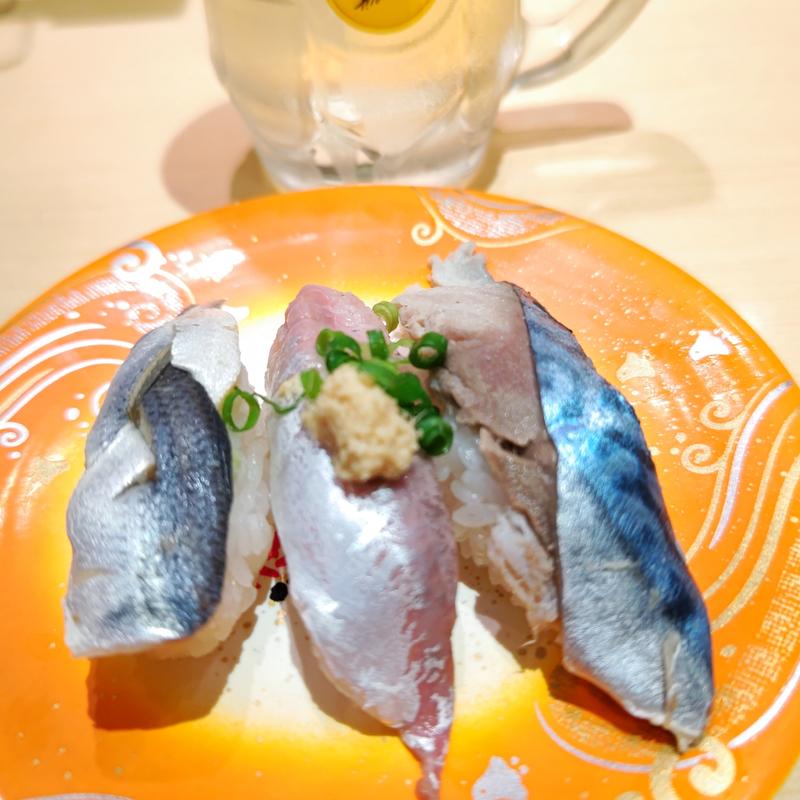 青魚三種(神奈川回転寿司 二代目ぐるめ亭 港南台バーズ店)