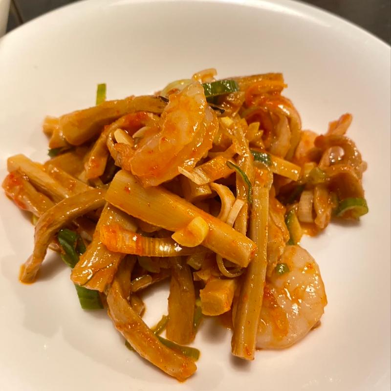 エビとメンマの長ネギ豆板醤和え(橙(daidai))