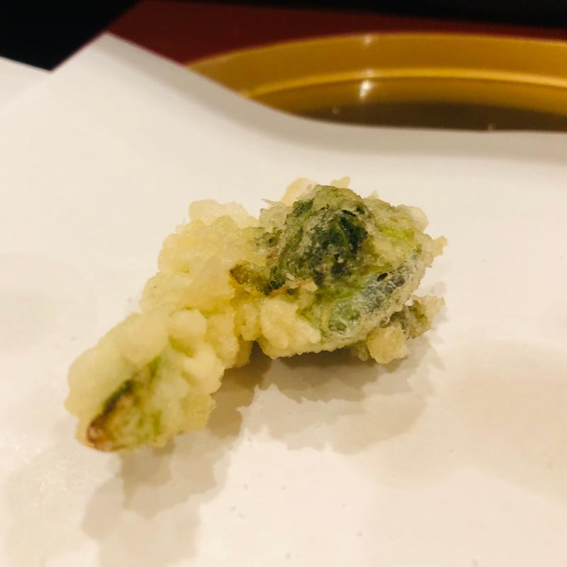 青こごみの天麩羅(天麩羅からり)