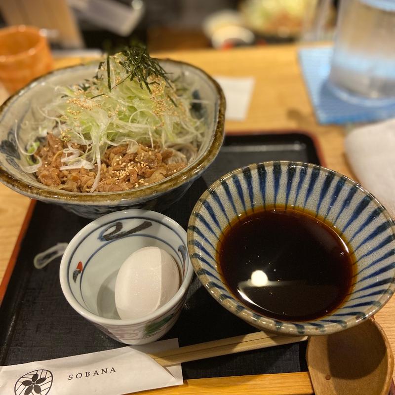 牛のぴり辛肉つけそば(香るつけ蕎麦 蕎麦花)