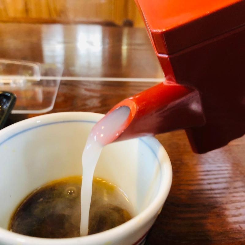 そば湯_ざる蕎麦定食(そば屋 すえ吉)