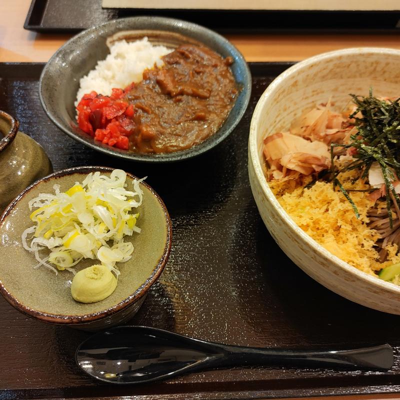 冷やしたぬきそば 並＋蕎麦屋のミニカレー(北海道そば さくら 市川店)