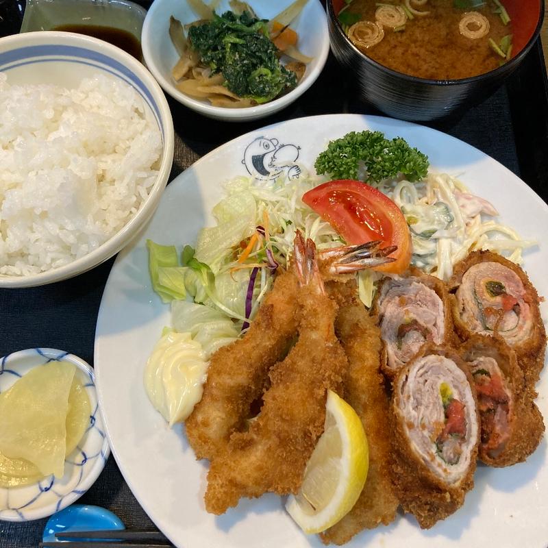 エビフライしそ巻き定食(キッチン 米常)