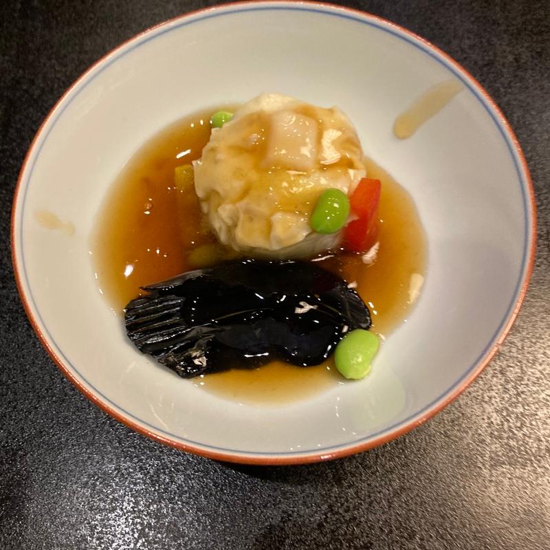 蓮根の帆立蒸し揚げ茄子(よし邑)