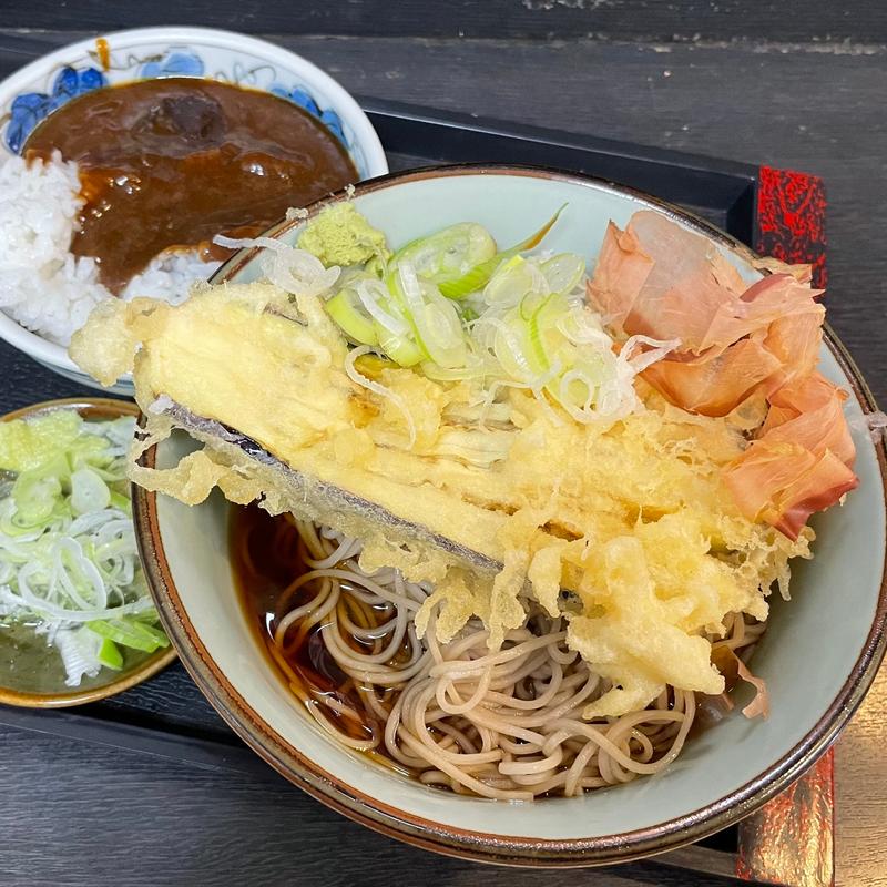 サービス定食（冷やしおろしなす天+ミニカレー）(文殊 両国駅前店 )