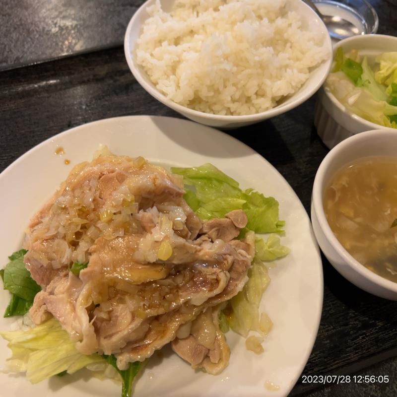 蒸し鶏葱ソース定食(金福源)