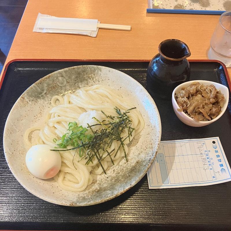 肉ぶっかけうどん（甘口豚）卵のせ　冷(麺友)