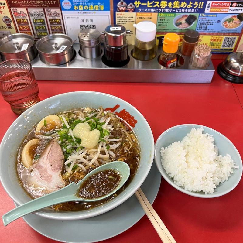 焦がし醤油ラーメン半ライスセット(ラーメン山岡家 越谷レイクタウン店)