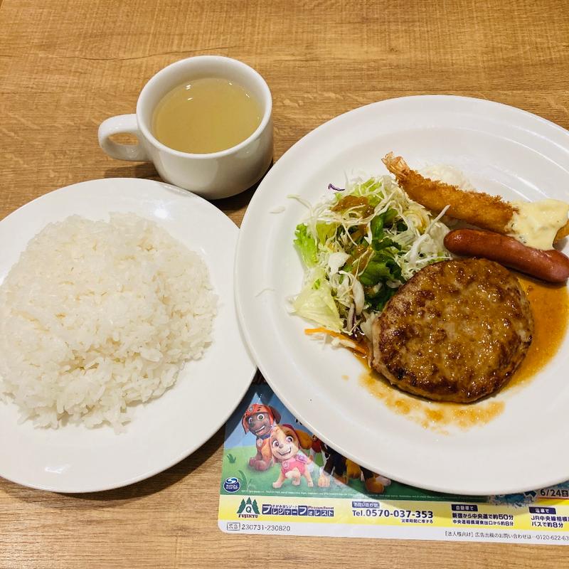 日替わりランチ ハンバーグ醤油ソース&海老フライ&ソーセージ(ガスト 聖蹟桜ヶ丘オーパ店 )