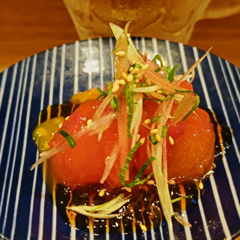 冷しトマト土佐酢ジュレ(動物園通りもつ肉店)