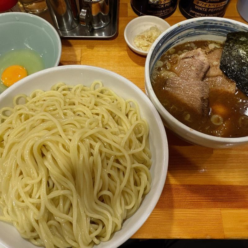 特製つけそば大盛り、生卵(航龍)