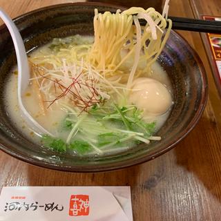 塩とんこつ味玉トッピング麺カタ(河内らーめん 喜神 アリオ八尾店)