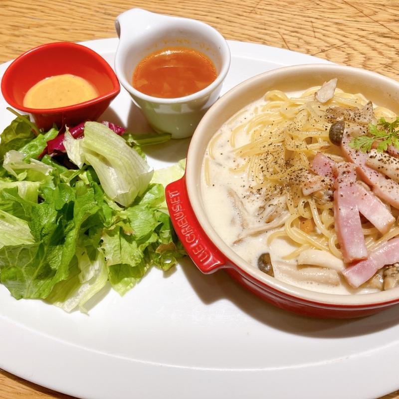 キノコとベーコンのポルチーニクリームパスタ(むさしの森珈琲 六ッ川店)
