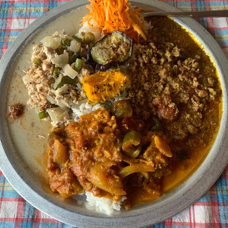 3種盛り(キーマ、ココナッツ，野菜)(バサラハウス)