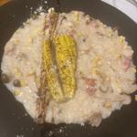 とうもろこしとパンチェッタのチーズリゾット(炭火焼きイタリアン BARBA)