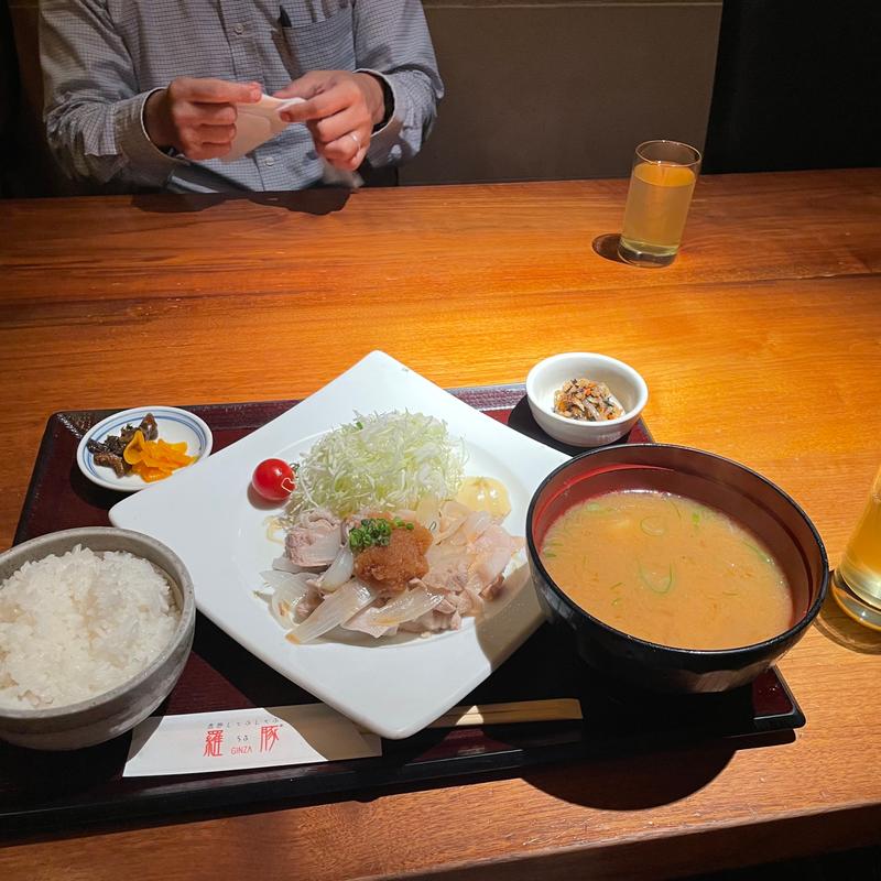 黒豚のさっぱりポン酢炒め御膳(銀座 羅豚 はなれ)