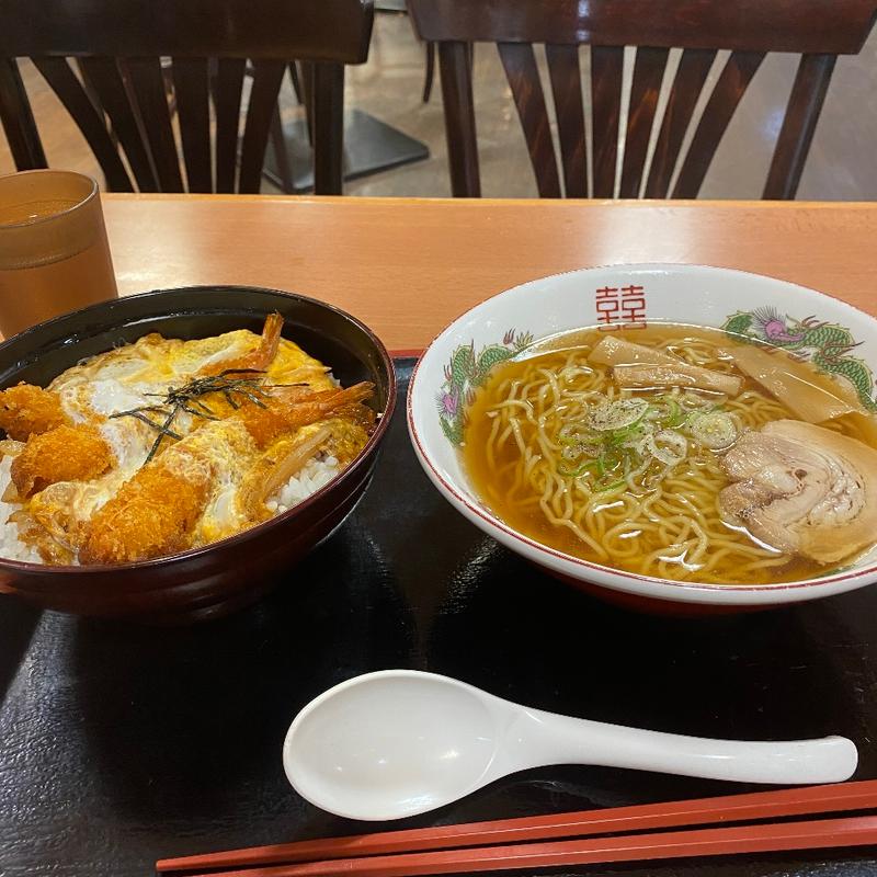 海老とじ丼と中華そばのセット(風まつり 桃花台店)