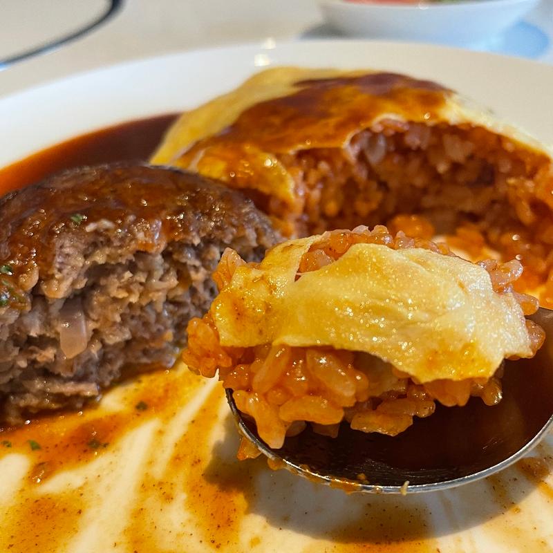 オムライス+ハンバーグ(びもん)