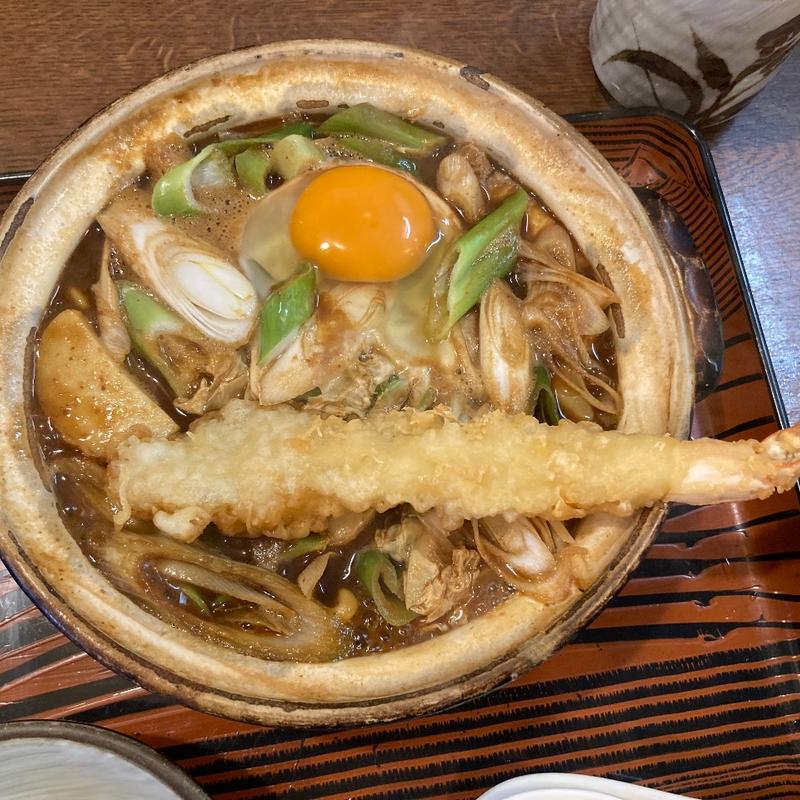 親子えび入り味噌煮込みうどん(まことや天白)