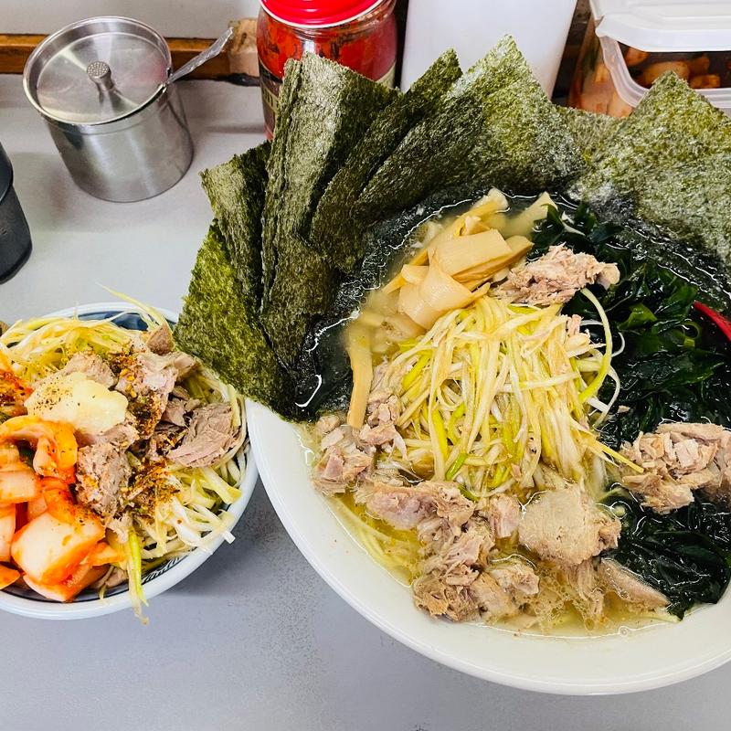 ネギラーメン＋海苔＋わかめ＋メンマ＋サービス辛タマ＋ミニネギ丼(ラーメンショップ 122号騎西店)