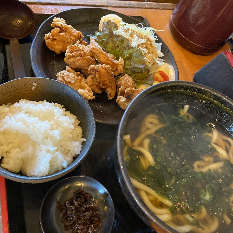 塩唐揚げ定食(もちもちうどんの巌流島)