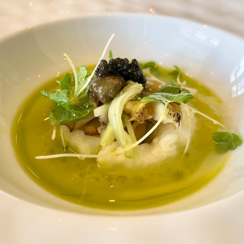 西貝のソテーとパルメザンリゾット(ジャルダン ポール・ボキューズ )