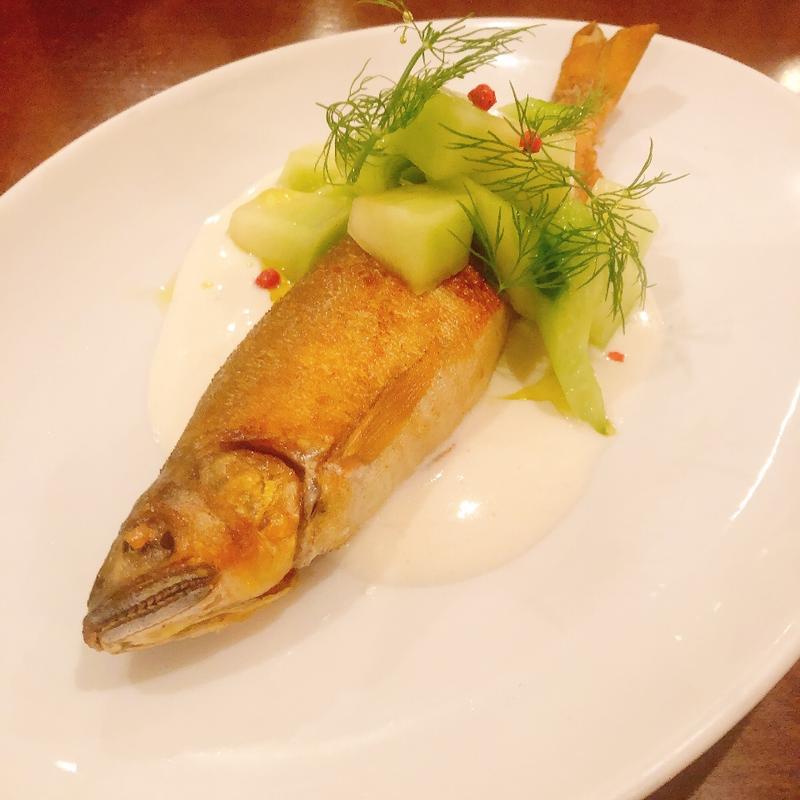 鮎のコンフィ(クアドリフォーリオ (Quadri Foglio))