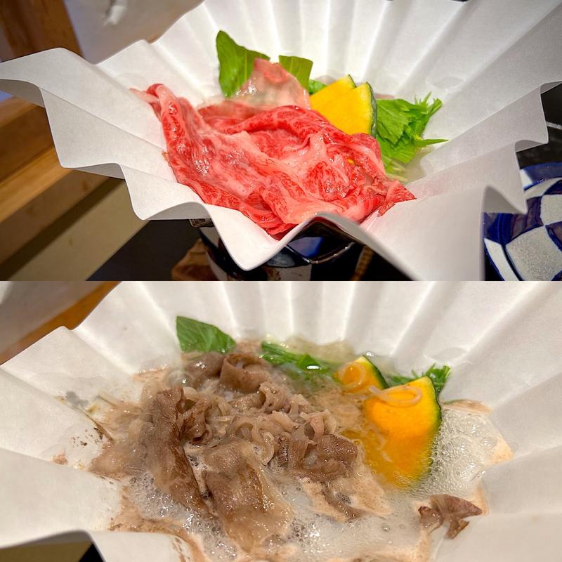 長野県産牛の白すき焼き(御宿炭乃湯 )