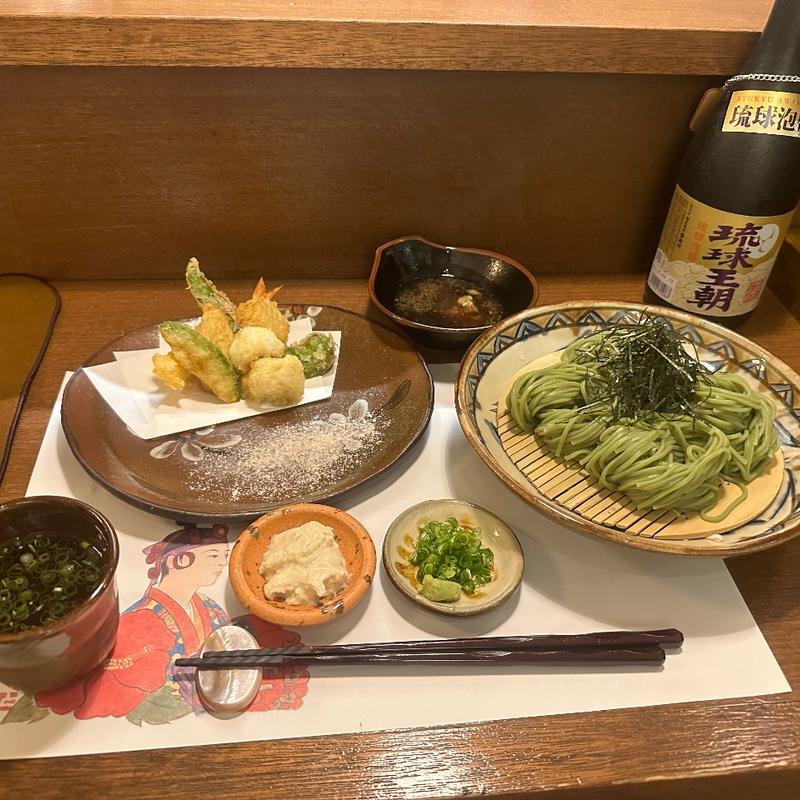 シメの茶蕎麦　天麩羅(食ゆりは)