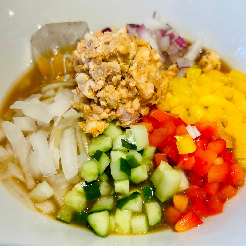 彩野菜の冷やし中華(大阪 鶏白湯らーめん 鶏之諺 ~TORINO KOTOWAZA~)